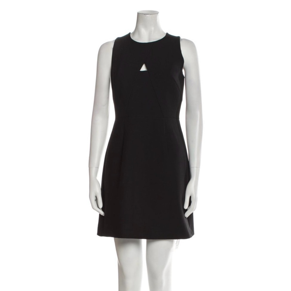 Milly A-line Crew Neck Mini Dress Black Size 6 Sleeveless Cutout Orig $395
